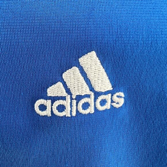 Adidas Youth SMALL Y2K Blue White Long Sleeve Pop Collar Zip Up Track Jacket - Picture 5 of 10